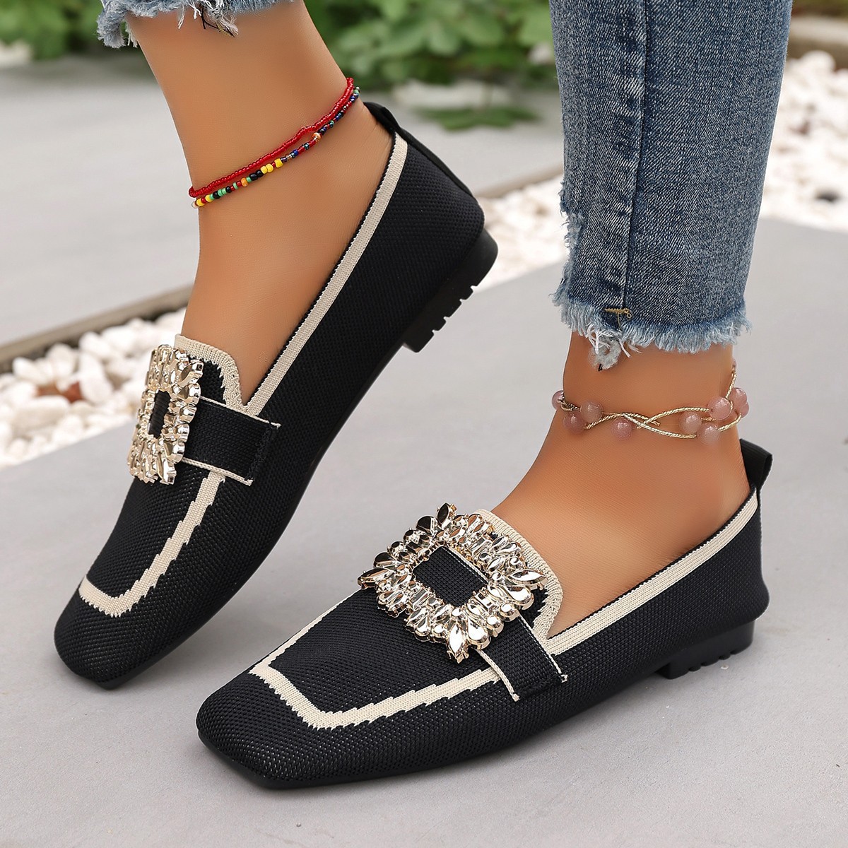 Sepatu Flat Wanita Musim Semi, - Crystal Mesh Fabric ulasan dan harga