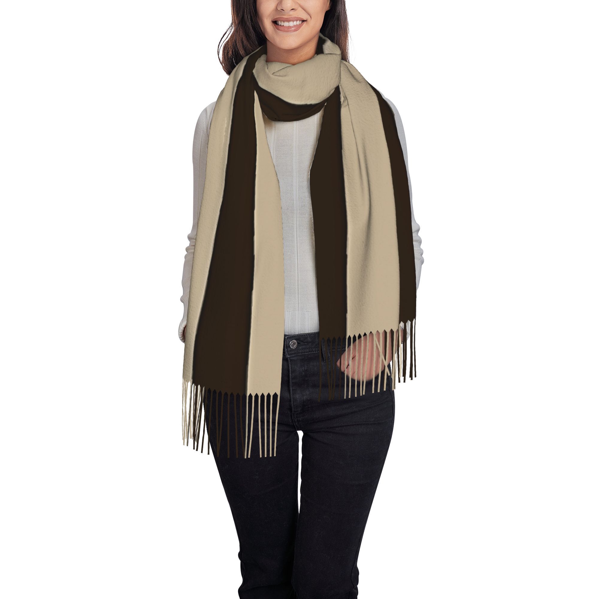 1 buah Syal Bergaris Vertikal  - Tassel Fringe Trim ulasan dan harga