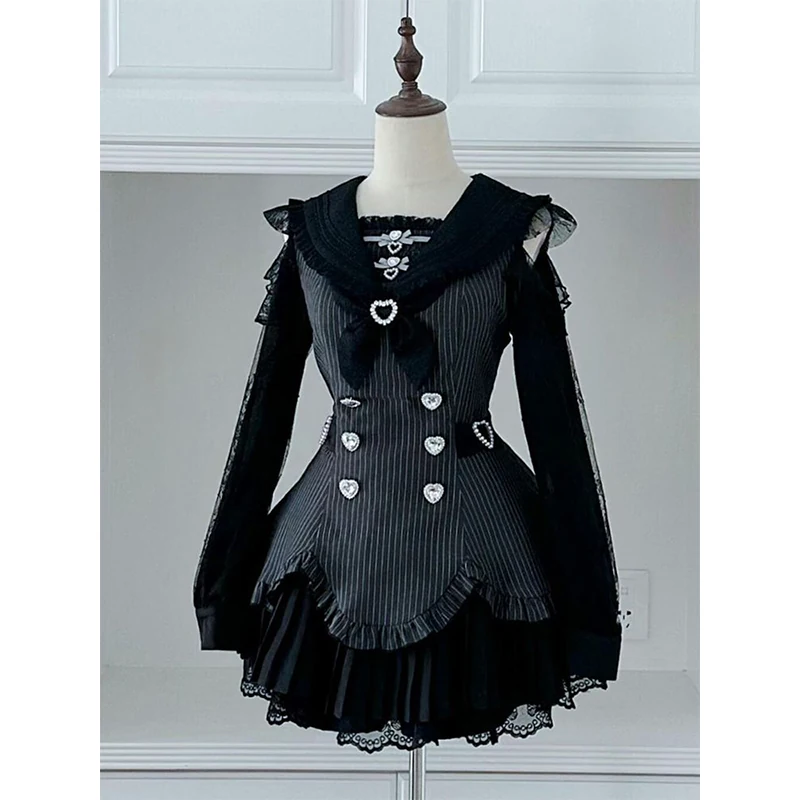 Gaun Vintage Jepang Gaya Lolit - Elastic Lace Trim ulasan dan harga